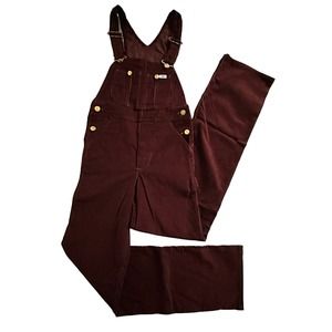 NWT Vintage 70’s Lee Burgundy Corduroy Bib Overalls 26x34